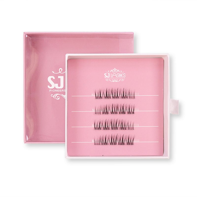 SJ LASHES Fabrik Großhandel 2 Paar vorkartierte segmentierte Wimpernbox | Kundenspezifisches wiederverwendbares Press-on-Wimpern-Kit mit Schutzhülle OEM