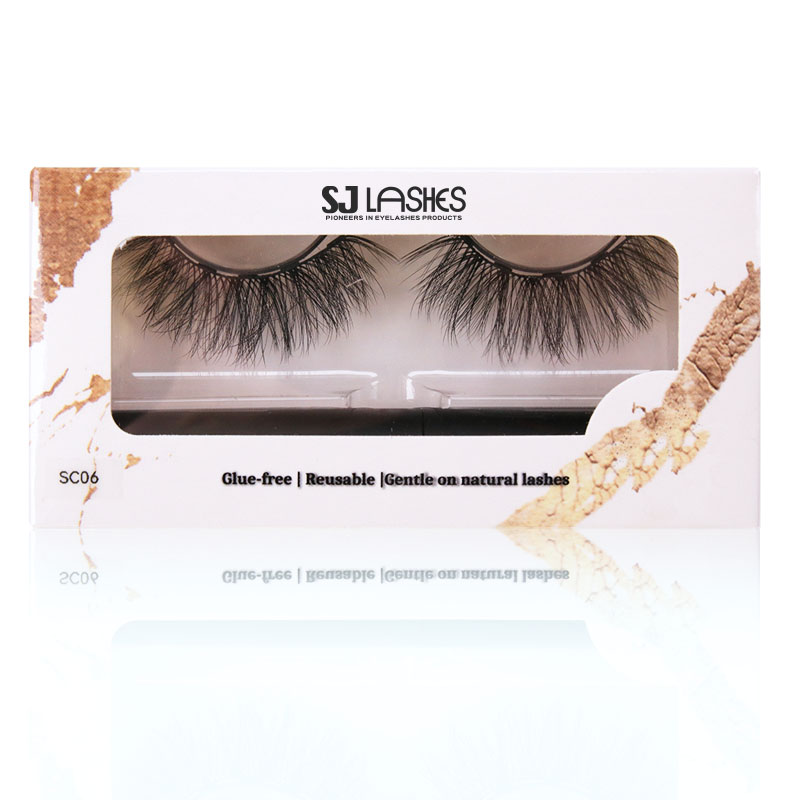 SJ LASHES Fabrik Großhandel Luxus-Verpackungsbox für Wimpern mit weißem Marmor- und Goldfolien-Design (Doppelpaar) | Eleganter Einzelhandelskasten mit großem Fenster, OEM
