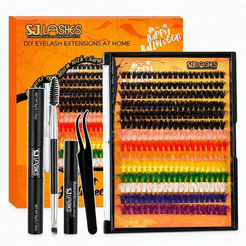 SJ LASHES Fabrik-Großhandel Halloween-Thema-segmentierte Wimpern-Papierbox-Sets | Individuelles Logo, Private-Label-Verpackung für die gruselige Jahreszeit, OEM/ODM für Wimpernverpackungen