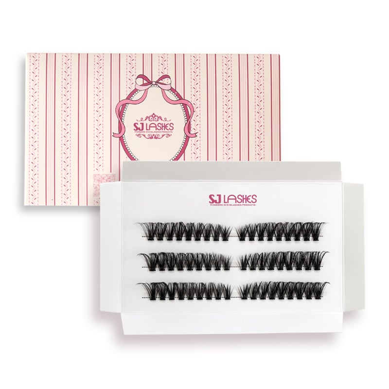 SJ LASHES Fabrik Großhandel individuelle rosa gestreifte Schleifen-Wimpernverpackungsbox | Kreatives Design zur Aufwertung des Markenimages OEM