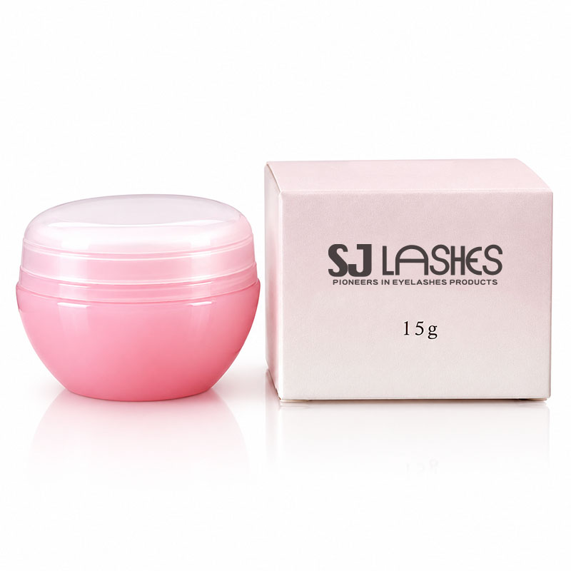 SJ LASHES Fabriksstorsälj Ögonfranskräm för borttagning i burk och tryckt kartongset | 15 g rosa rund burk med vit-till-rosa-gradient fyrkantig låda OEM/ODM