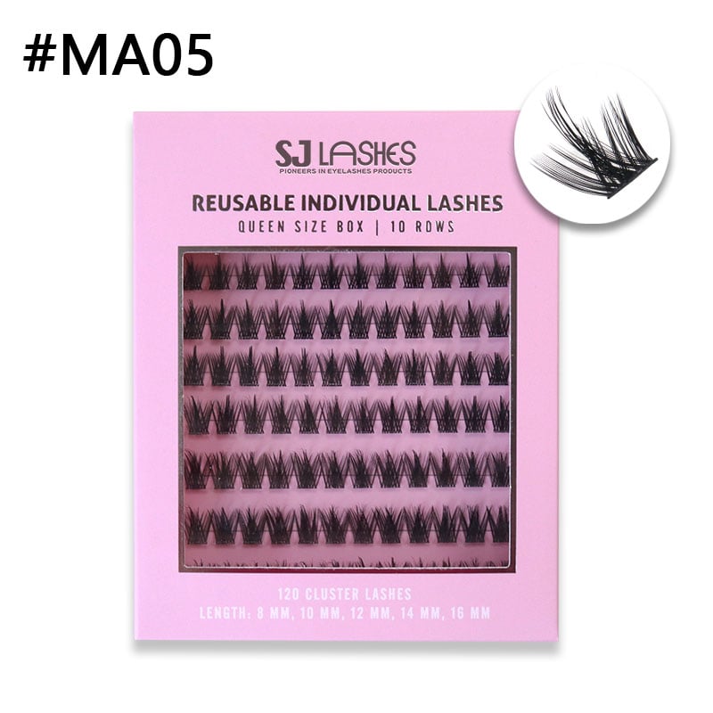 SJ LASHES DIY selbstklebende Cluster-Wimpern: 120 seidig-weiche klebefreie Clusters – Edition mit rosa-silbernem Folien-Design