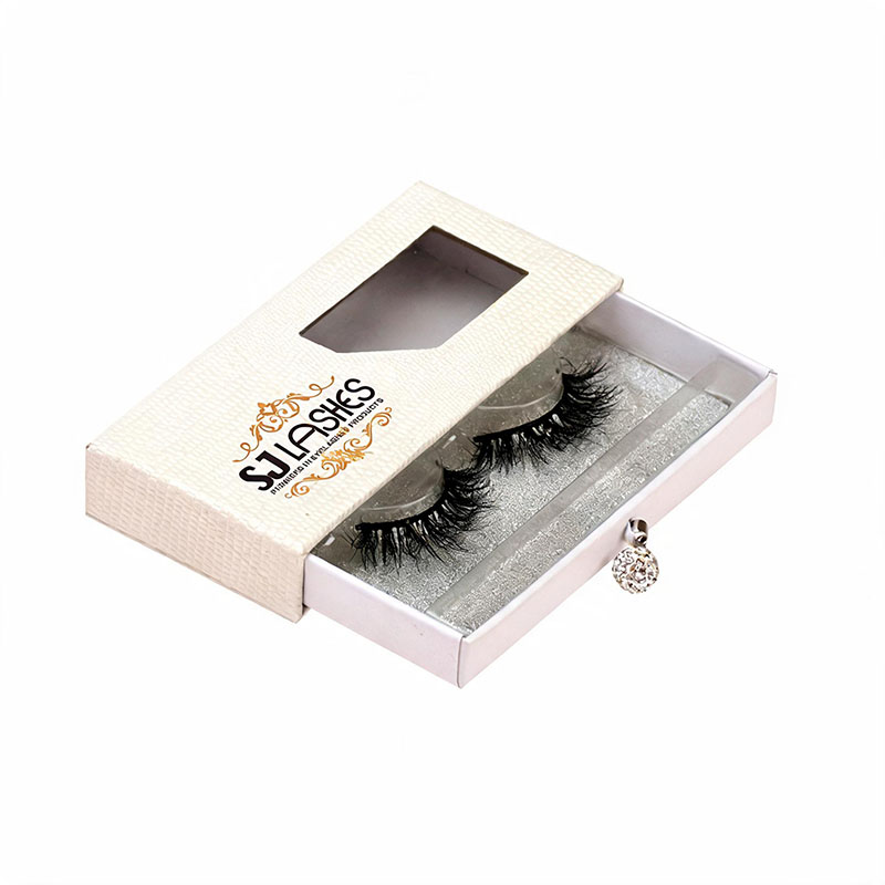 علبة رموش سحب فاخرة من مصنع SJ LASHES بالجملة لزوج واحد من الرموش | علبة رموش مخصصة من الورق الخاص مع مقبض كريستالي ونافذة، تصنيع حسب الطلب (OEM/ODM)