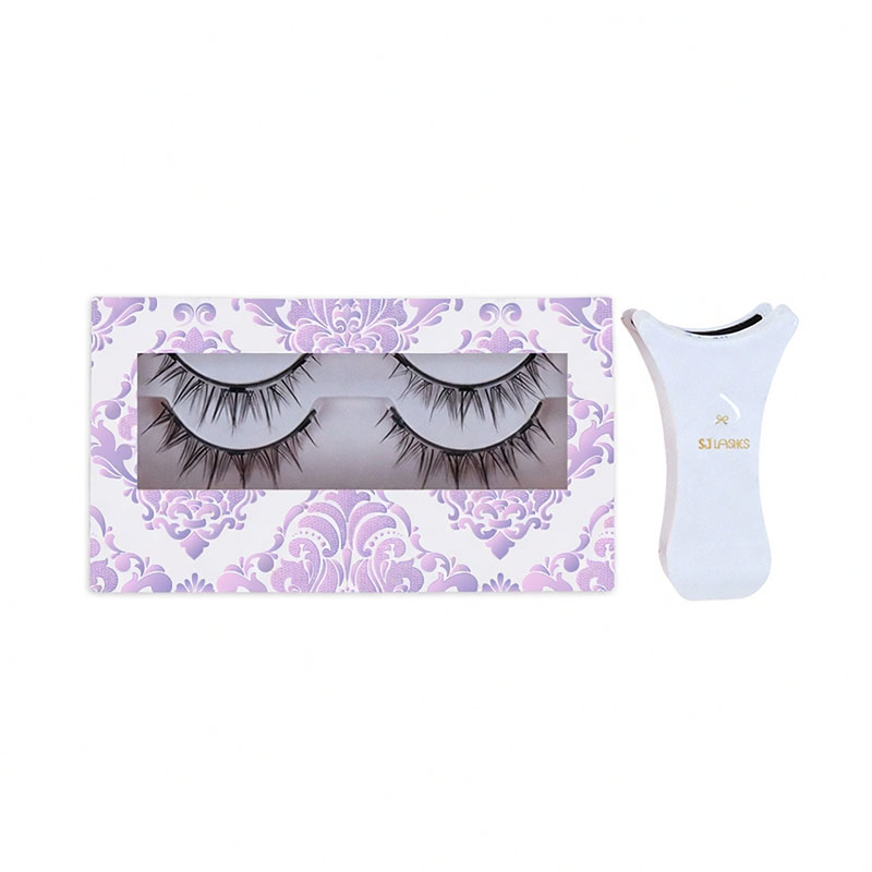 SJ LASHES Fabrik Großhandel Künstlerische 2-Paar-magnetische Wimpern im Papierkästchen-Set | Individuelles Logo, Private Label, klebstofffreies Wimpern-Set mit professionellem Applikator OEM/ODM
