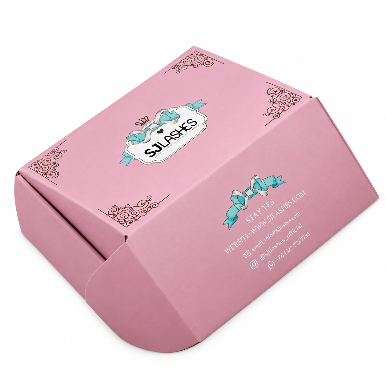 Caixa de remessa rosa personalizada por atacado da fábrica SJ LASHES | Logotipo personalizado OEM/ODM