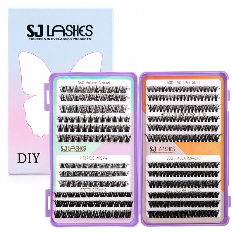 SJ LASHES Factory Wholesale Lash Book with Butterfly Window Box & Colour-Block Cards | Custom Logo Private Label DIY Cluster Book OEM/ODM 