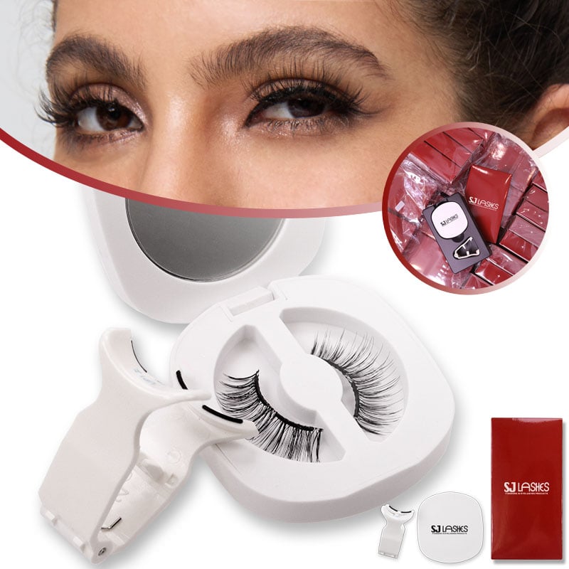 عبوة مجموعة الرموش المغناطيسية بالجملة من مصنع SJ LASHES | مجموعة رموش مغناطيسية مخصصة مع علبة ورقية، مرآة وأداة تطبيق، تصنيع حسب الطلب (OEM)