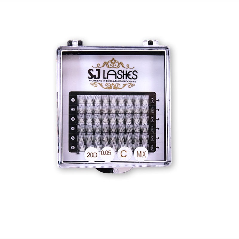 SJ LASHES Factory Wholesale Individual Cluster Eyelashes Clear Plastic Case | Custom Printed Back Card Packaging OEM