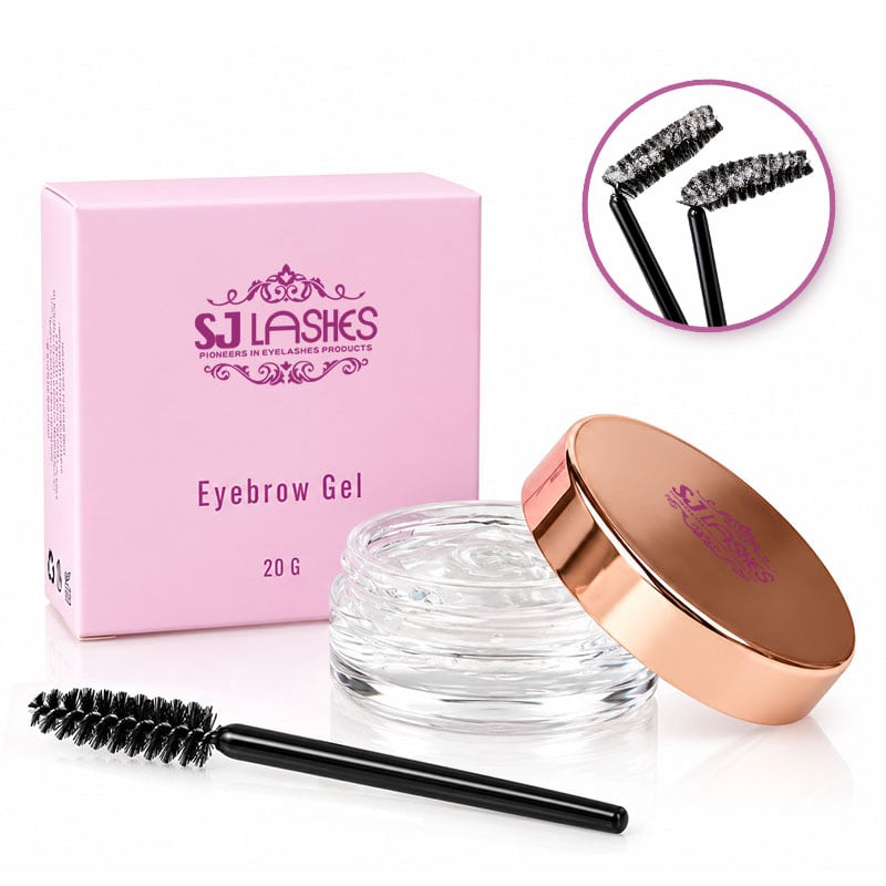 SJ LASHES Factory Wholesale Eyebrow Styling Gel with Bendable Spoolie Brush and Matching Paper Box | Custom Logo Private Label Brow Gel OEM/ODM 