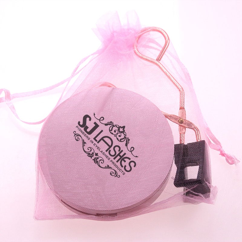 SJ LASHES Fabrik-Großhandel 3D-gedruckter magnetischer Wimpern-Rundkompaktbehälter | Individuelles Logo, Private-Label, tragbare Wimpernbox mit Spiegel und Applikator, OEM/ODM