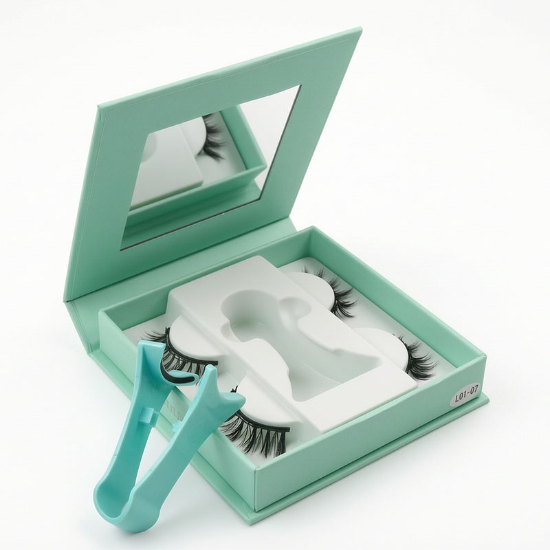 SJ LASHES Fabrik Großhandel Luxus-mintgrüne magnetische Wimpern-Geschenkbox | Individuelles Logo, Private-Label, klebstofffreies Wimpern-Set mit Spiegel und Applikator, OEM/ODM