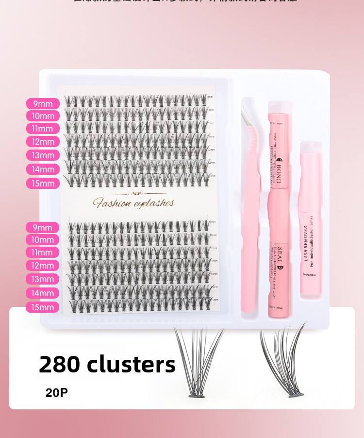 Kit de Remoção de Cola para Cílios Postiços Segmentados sob Medida (Private Label); Feito à Mão; Extensões de Cílios Individuais Naturais de 0,07 mm; Cílios Postiços com Curvatura CC