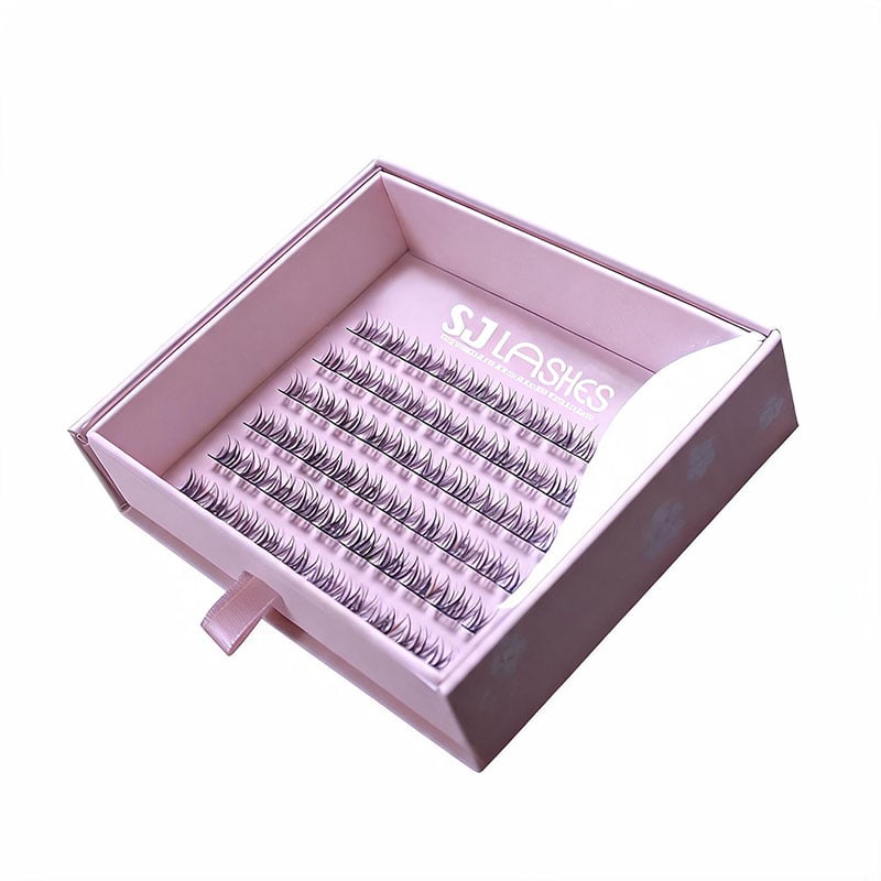 SJ LASHES Fabrik Großhandel Luxus-segmentierte Wimpernschublade | Individuelles Logo, Private Label, DIY-Wimpern-Cluster-Box mit Bandzug, OEM/ODM
