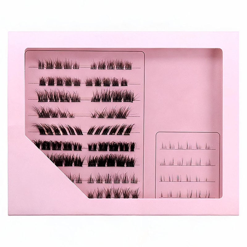 SJ LASHES Großhandels- und maßgeschneiderte Verpackung für segmentierte Wimpern-Kit | Private-Label-zweifach unterteilter Wimpernkarton OEM