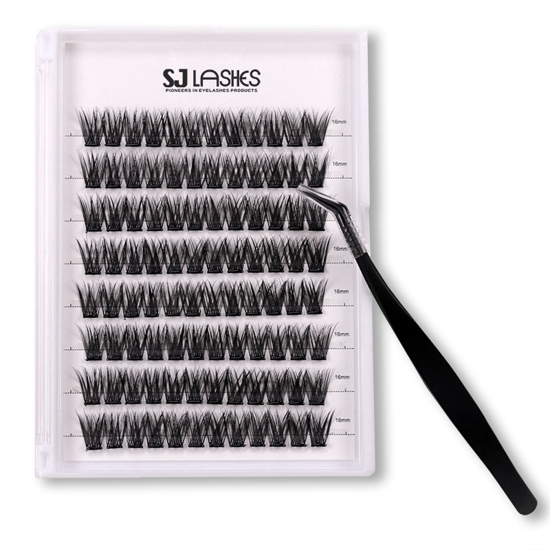 SJ LASHES Fabrik Großhandel segmentierter Clusteraugenwimpern-Kunststoffbehälter mit Durchsicht | kundenspezifisch bedruckte Rückkarton-Verpackung für Wimpern-Schalen, OEM
