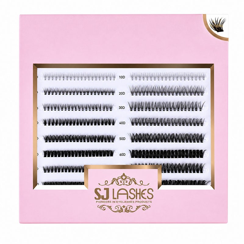 SJ LASHES Fabrik Großhandel individuelle segmentierte Wimpern-Kit-Verpackung | Rosa Mehrreihen-Wimpern-Schale-Box OEM für DIY-Cluster-Wimpern