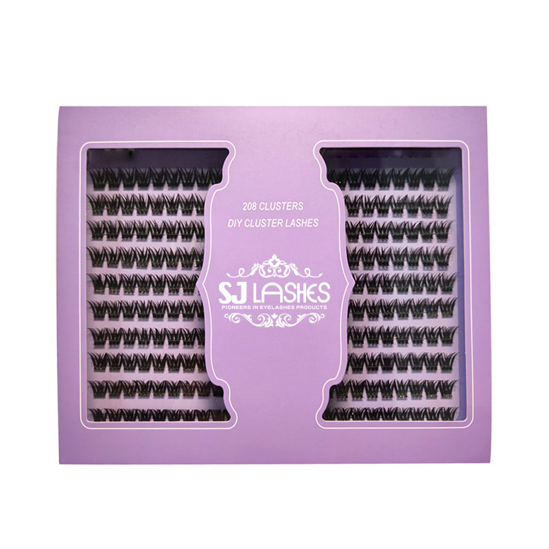 SJ LASHES Fabrik Großhandel 208 Clusters Hochkapazitäts-segmentierte DIY-Wimpern-Pappschachtel | Individuelles Logo, Private-Label-Mega-Pack für Wimpern-Clusters mit Pappschale, OEM/ODM
