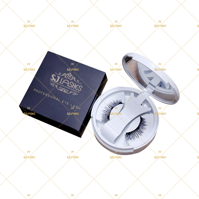 Kit de Cílios Magnéticos de Luxo Atacado da Fábrica SJ LASHES com Estojo Compacto com Espelho | Conjunto de Aplicador de Cílios Magnéticos com Logotipo Personalizado e Marca Própria, Embalagem OEM/ODM