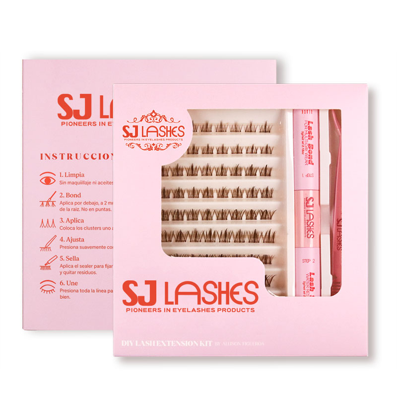 SJ LASHES Factory Wholesale DIY Cluster Lash Kit in Printed Window Box | Custom Logo OEM/ODM