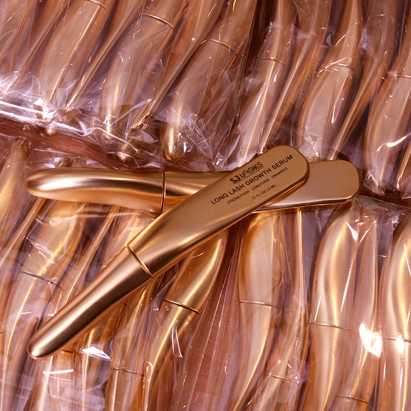 SJ LASHES Fabrik Großhandel Premium-Rose-Gold-gewölbtes Wimpernwachstumsserum-Fläschchen | Individuelles 3D-Druck-Logo, Private-Label-Wimpernverstärker-Verpackung, OEM/ODM