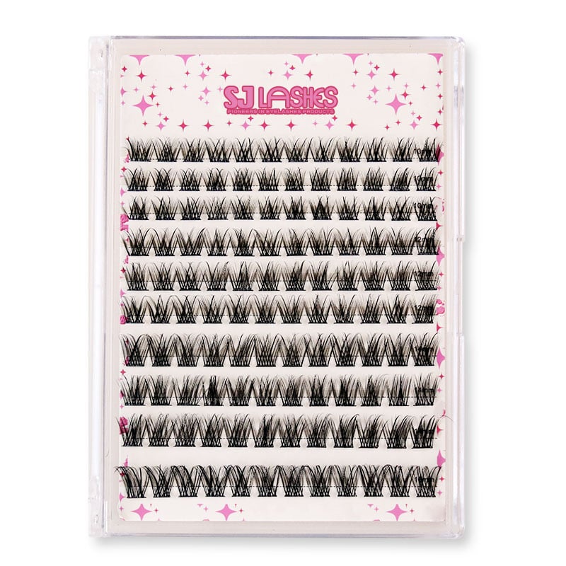 SJ LASHES Factory Wholesale Segment Lash Card with Sparkle Border | Custom Printed Lash Card in Clear Sleeve OEM/ODM 