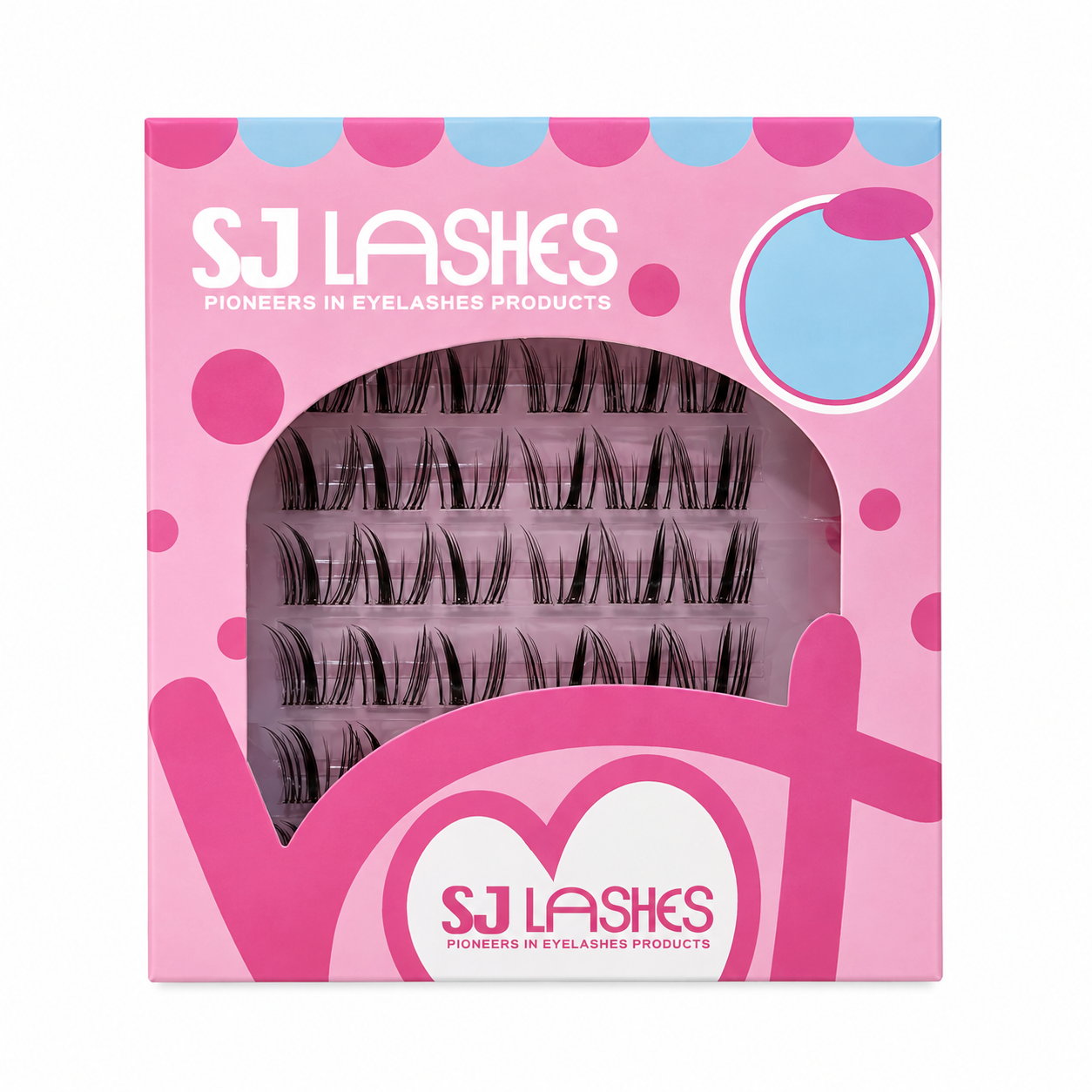 SJ LASHES Fabriksengrospink 6-radig segmentfranshölse | Anpassat logotyp OEM/ODM