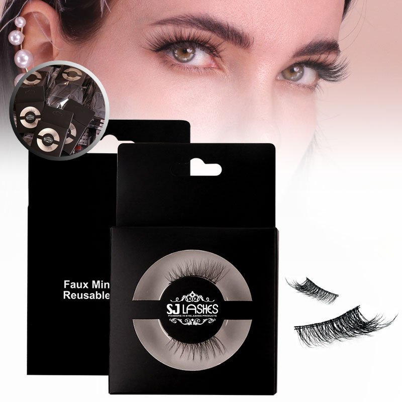 SJ LASHES Fabrik Großhandel kundenspezifische schwarze Kartonschachtel für 1 Paar Wimpern | Premium-Logodisplay-Schachtel mit Aufhängelasche, OEM