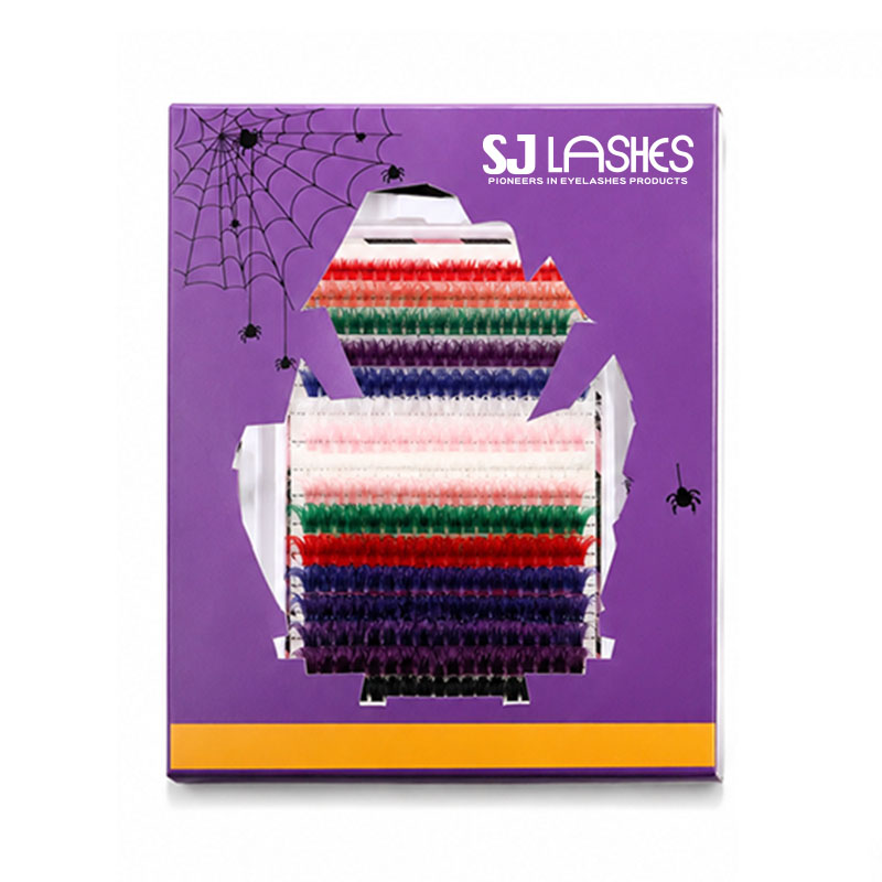 مجموعة رموش تجمّع قوس قزح لموسم الهالوين من مصنع SJ LASHES بالجملة | مجموعة جاهزة للقيام بها بنفسك لمَوسم الأشباح مع أدوات ورموش ملوّنة، وبشعار مخصّص وعلامة تجارية خاصة، تصنيع حسب الطلب أو التصنيع الأصلي