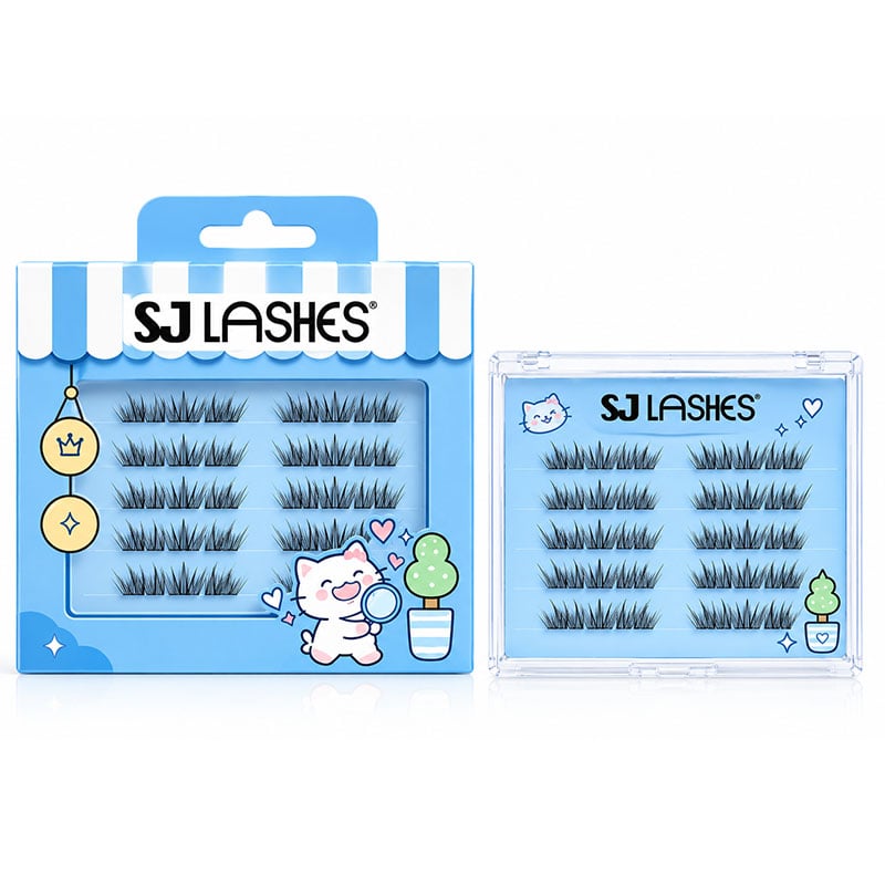 SJ LASHES Factory Wholesale Segment Lashes Hang-Tab Box with Matching Lash Card | Custom Logo Private Label Cute Series OEM/ODM