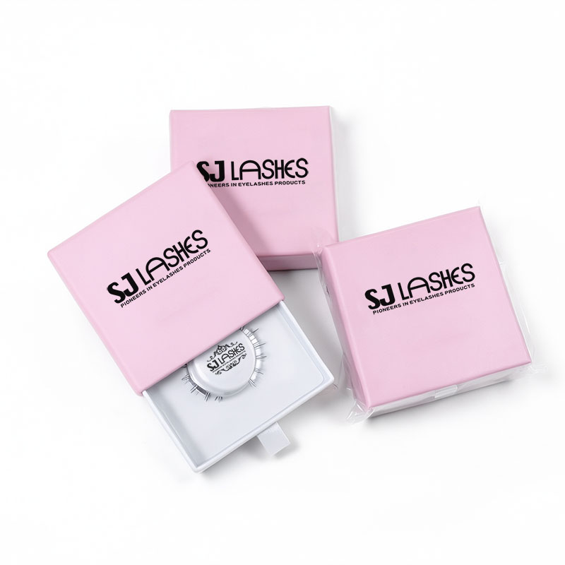 مصنع SJ LASHES يبيع بالجملة علب تغليف رموش مخصصة بعلامة تجارية خاصة بدرج | علبة كرتونية بسلايدر قابلة للسحب OEM