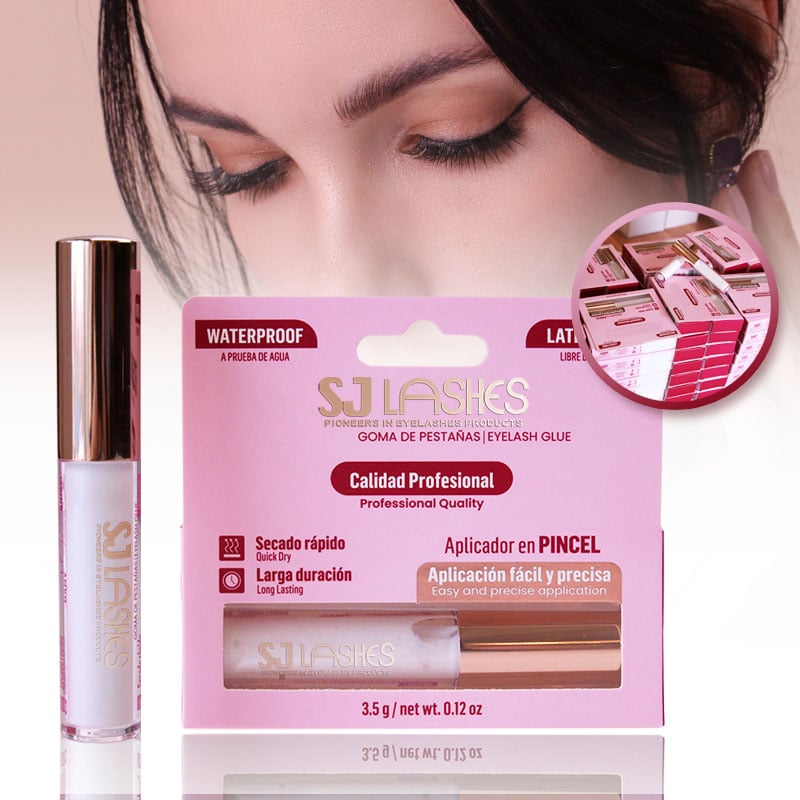SJ LASHES Fabrik Großhandel Private-Label-Wimpernkleber 3,5 g mit Pinselapplikator | Individuelle Verpackung und Handhabungskasten mit Kundenlogo, OEM