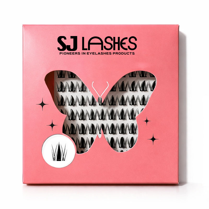SJ LASHES Fabrik Großhandel Schmetterlings-Serie segmentierte Wimpern-Papierbox | Individuelles Logo, Private Label, künstlerisches Schmetterlings-Fenster, DIY-Wimpern-Box, OEM/ODM