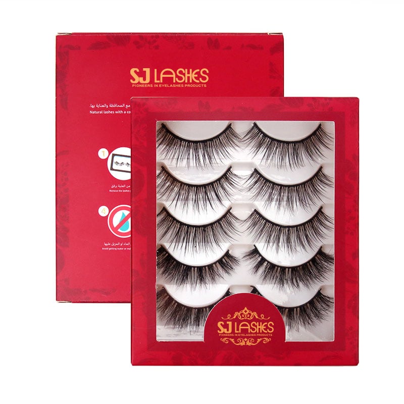 SJ LASHES Fabrik-Großhandel Luxus-Rot-Mehr-Paar-Wimpern-Verpackungsbox | Großer Fenster-Eleganter Einzelhandelskasten OEM