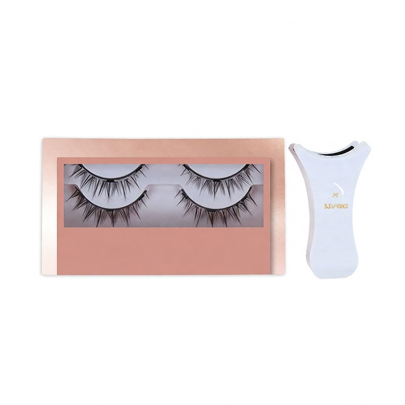 SJ LASHES Fabrik Großhandel Künstlerische 2-Paar-magnetische Wimpern im Papierkästchen-Set | Individuelles Logo, Private Label, klebstofffreies Wimpern-Set mit professionellem Applikator OEM/ODM
