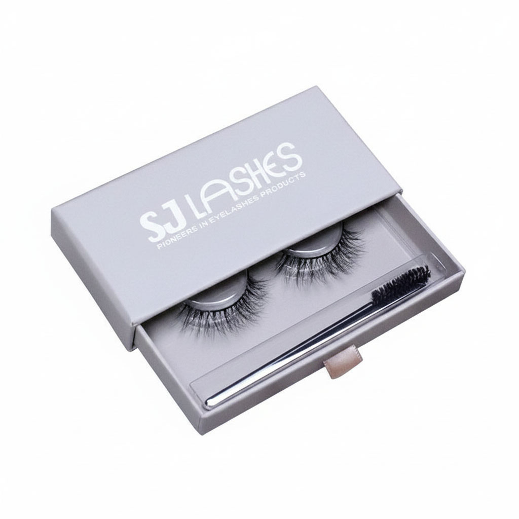 SJ LASHES Factory Wholesale Luxury Multi-color Single Pair Eyelash Drawer Box | Custom Logo Private Label Sliding Lash Case with Ribbon Handle OEM/ODM 