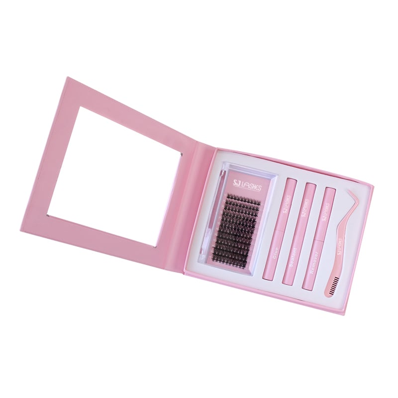 Großhandel: Magnetische Klapp-Lash-Box | Individuelle segmentierte Wimpern-Kit-Verpackung mit Bond-Siegel-Entferner und Applikator-Pinzette, OEM