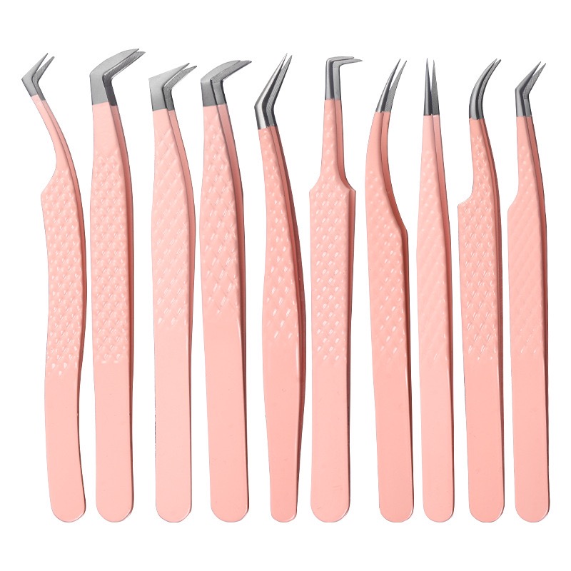 Trendiges 10-teiliges Set mit Faserspitzen-Pinzetten (Roségold-Optik)