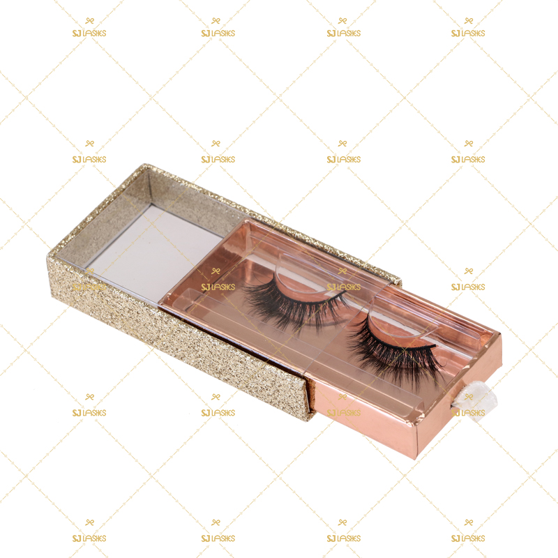 مصنع SJ LASHES يبيع بالجملة علب تغليف رموش مخصصة بعلامة تجارية خاصة بدرج | علبة كرتونية بسلايدر قابلة للسحب OEM