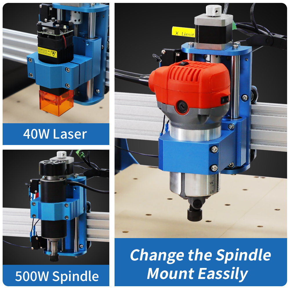 PRTCNC 4040 Max Newest CNC Router Machine available wih 20W&40w Laser and Trimmer details