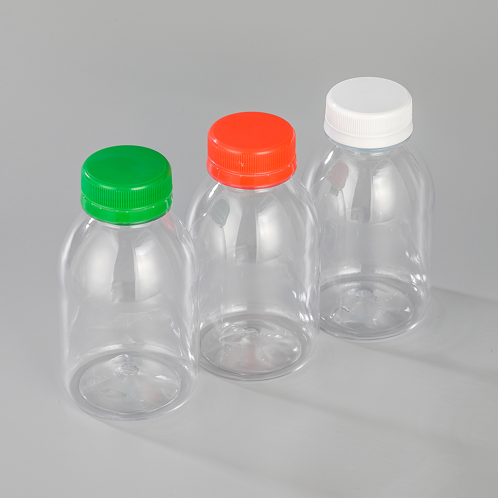 ZLS-200 ml klar PET-plastflaska med skruvlock, livsmedelsgrad, tom transparent behållare för drycker, juice, mjölk och sirap