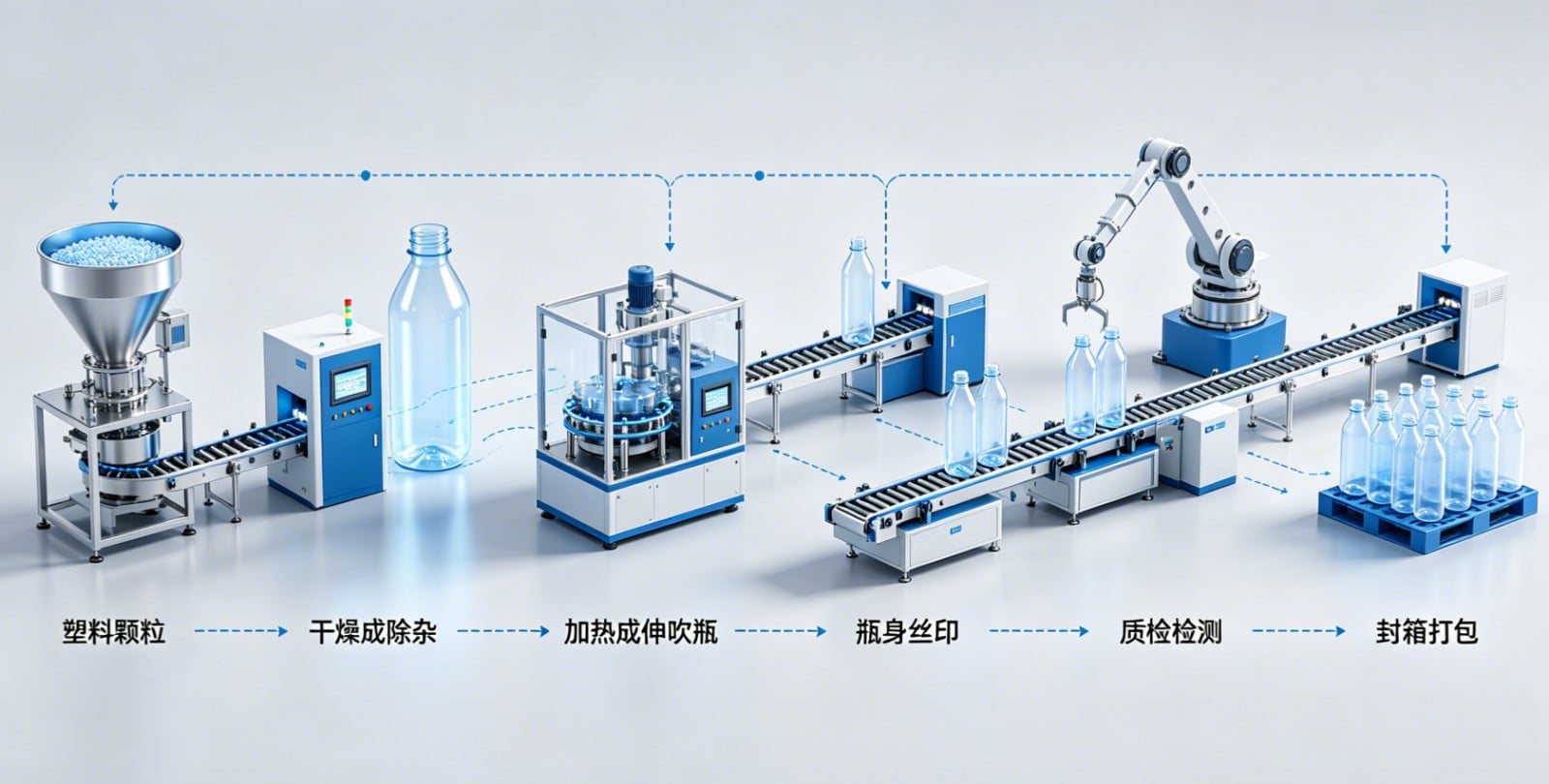 The Entire Production Process of Plastic Bottles: A Detailed Breakdown from Preform Injection Molding, Blow Molding, Screen Printing to Factory Inspection 2