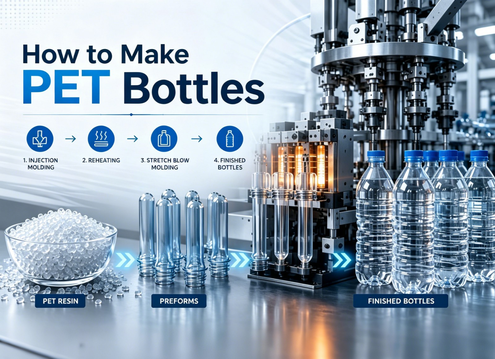 The Entire Production Process of Plastic Bottles: A Detailed Breakdown from Preform Injection Molding, Blow Molding, Screen Printing to Factory Inspection