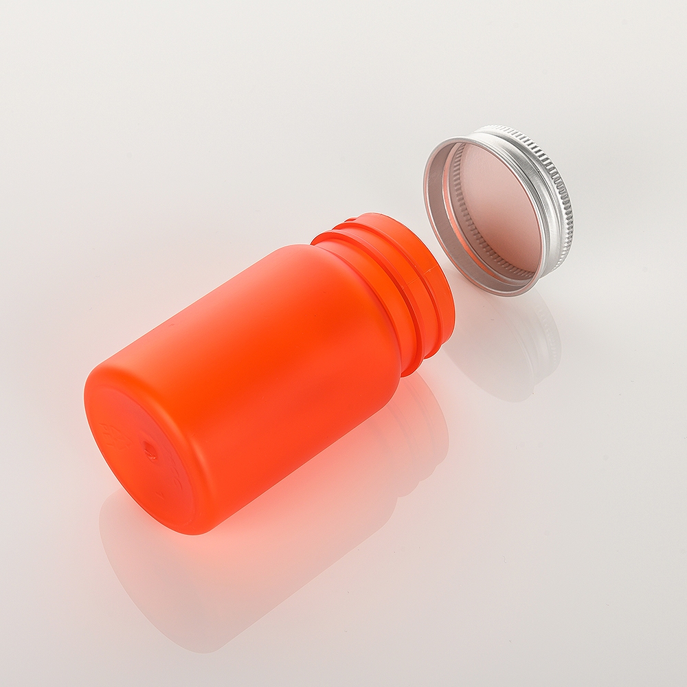 75 cc mattad PET-vitaminflaska med aluminiumskruvlock