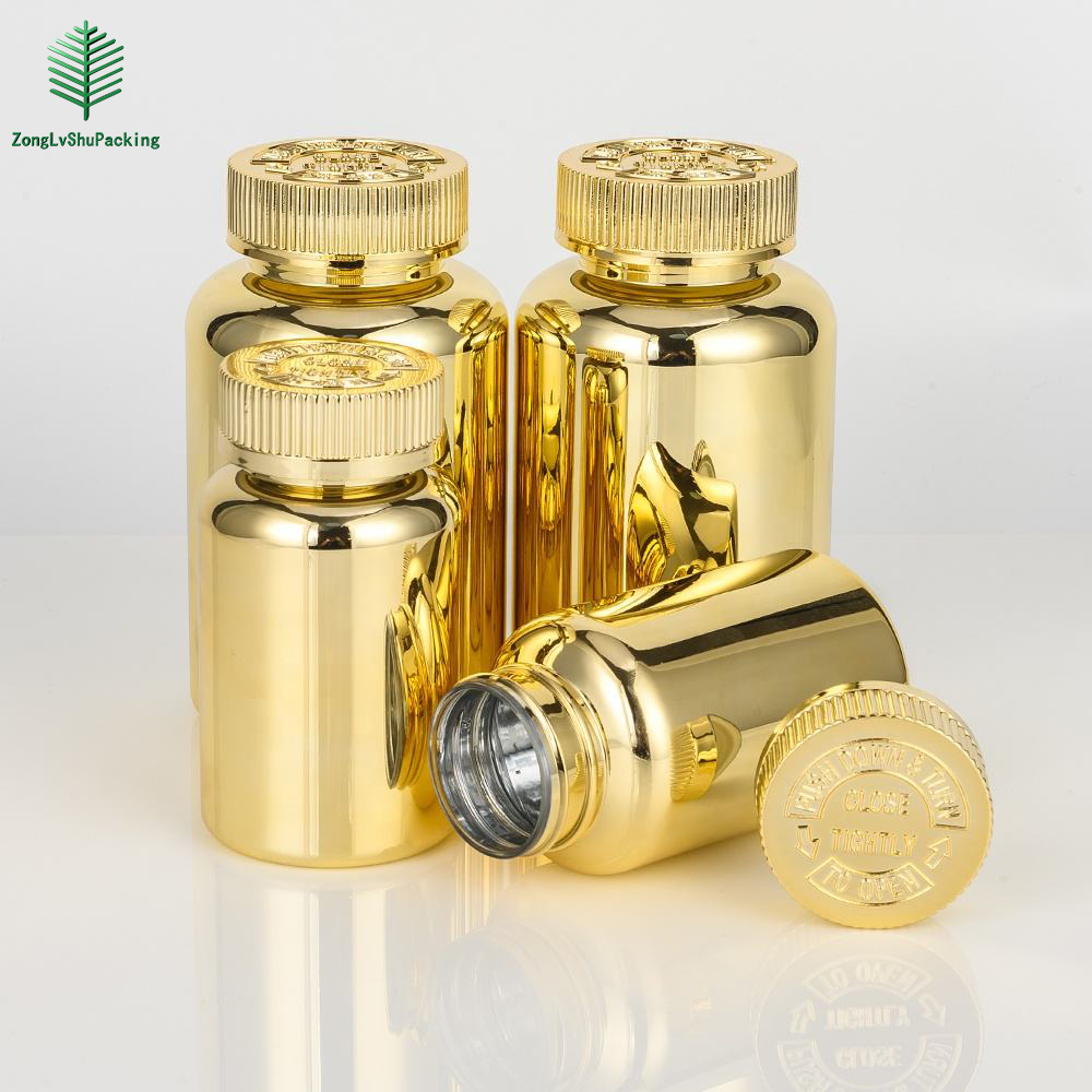 ZLS-150ml PET Gold Electroplating Pharmaceutical Plastic Bottle Supplyment Bottle
