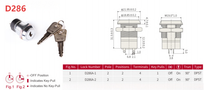 D Series Panel Mount Key Lock Switches supplier