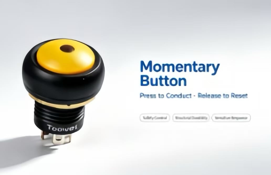 What are the advantages of momentary buttons in device design
