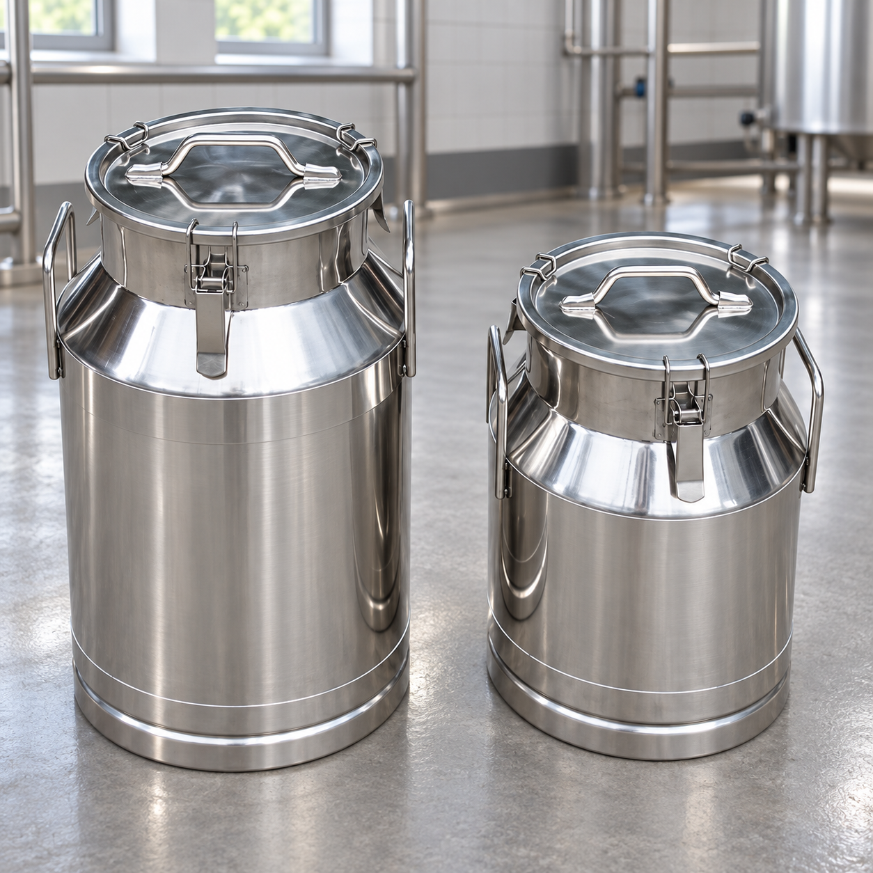 Stainless steel milk cans