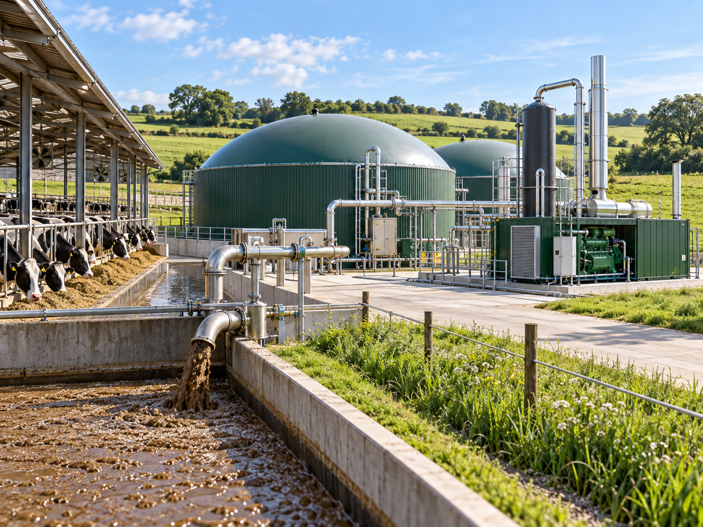 Biogas system at cattle farm