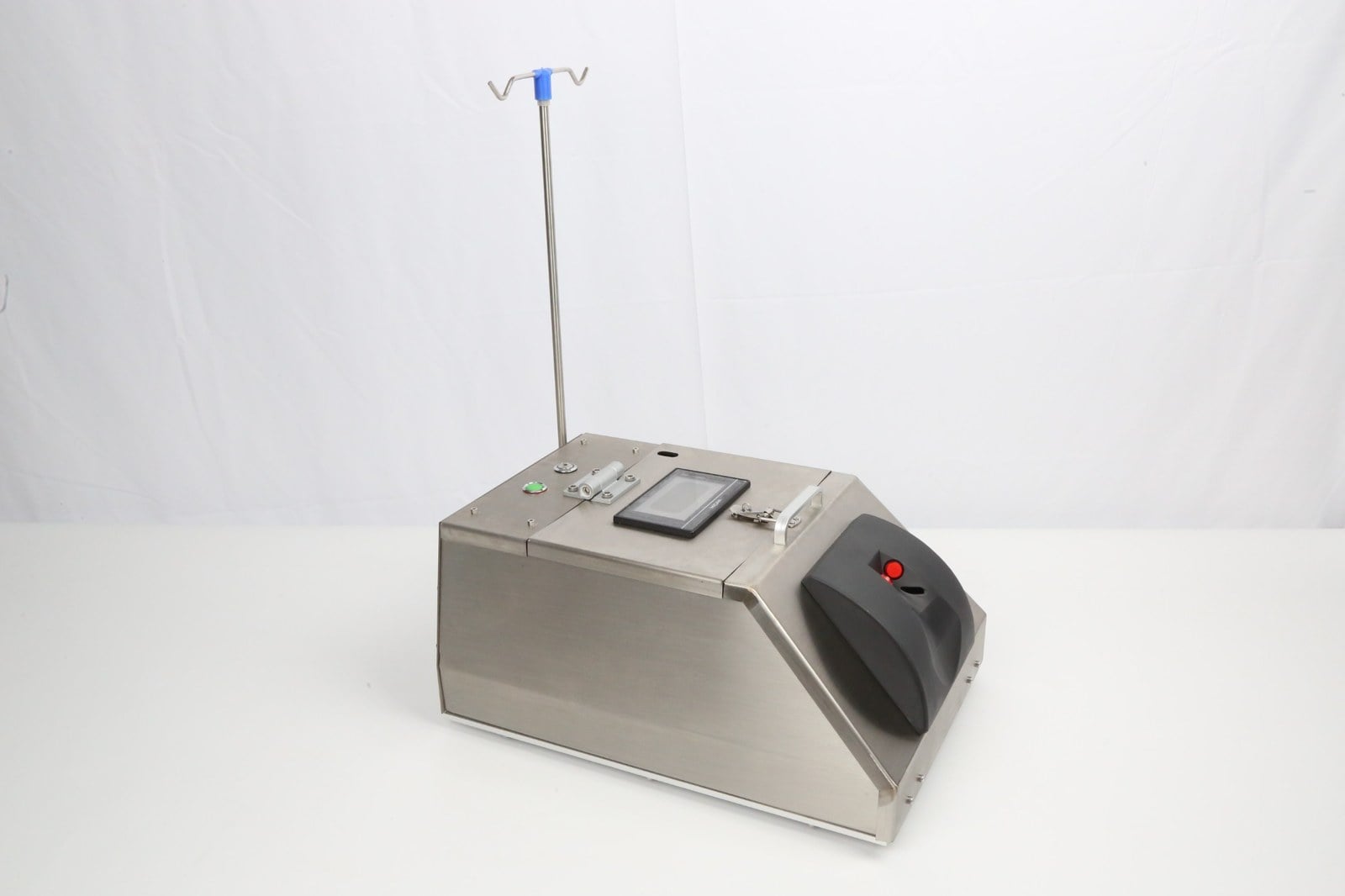 Electric mature poultry vaccinator on white background