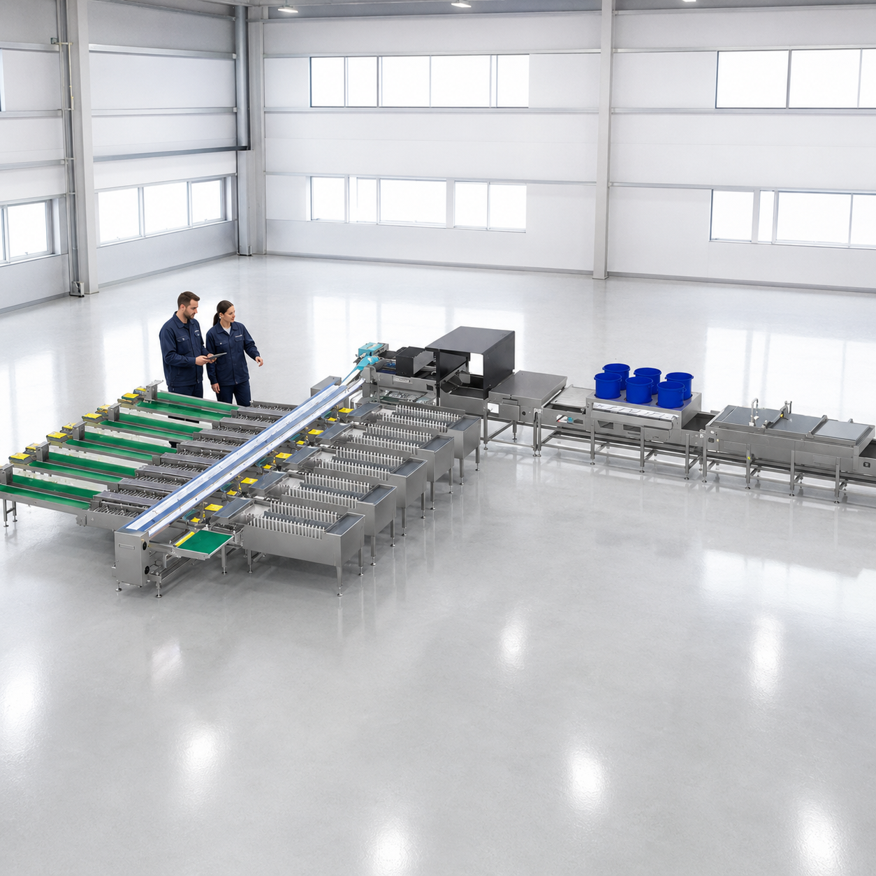 egg cleaning line inspection scene